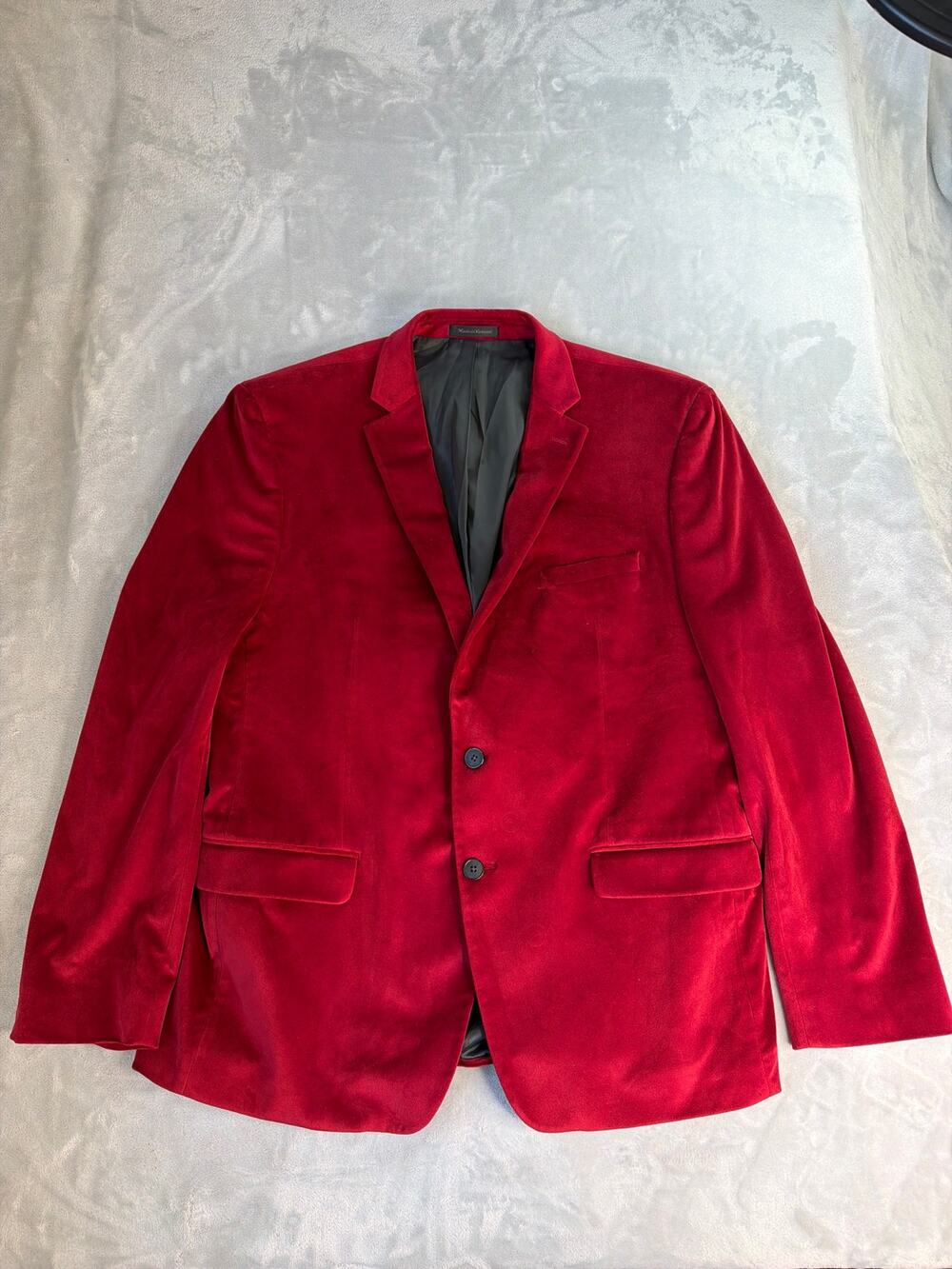 Van Heusen Flex Slim Fit Velvet Blazer Jacket 46R Red Sport Coat